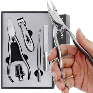 VOGARB 5pc Professional Toenail Clippers Set for Thick Ingrown Nails Stainless